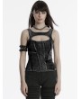 Punk Rave Black Gothic Apocalypse Punk Denim Sleeveless T-Shirt for Women