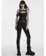 Punk Rave Black Gothic Apocalypse Punk Denim Sleeveless T-Shirt for Women