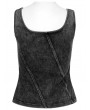 Punk Rave Black Gothic Apocalypse Punk Denim Sleeveless T-Shirt for Women