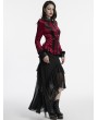 Punk Rave Red Gothic Gradient Velvet Bat Collar Long Sleeve Shirt for Women