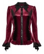 Punk Rave Red Gothic Gradient Velvet Bat Collar Long Sleeve Shirt for Women