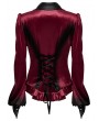 Punk Rave Red Gothic Gradient Velvet Bat Collar Long Sleeve Shirt for Women