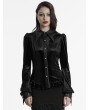 Punk Rave Black Gothic Gradient Velvet Bat Collar Long Sleeve Shirt for Women