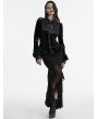 Punk Rave Black Gothic Gradient Velvet Bat Collar Long Sleeve Shirt for Women