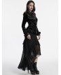 Punk Rave Black Gothic Gradient Velvet Bat Collar Long Sleeve Shirt for Women