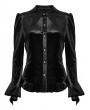 Punk Rave Black Gothic Gradient Velvet Bat Collar Long Sleeve Shirt for Women