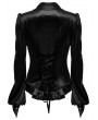 Punk Rave Black Gothic Gradient Velvet Bat Collar Long Sleeve Shirt for Women