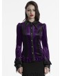 Punk Rave Violet Gothic Gradient Velvet Bat Collar Long Sleeve Shirt for Women