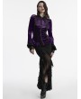 Punk Rave Violet Gothic Gradient Velvet Bat Collar Long Sleeve Shirt for Women