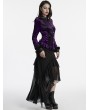 Punk Rave Violet Gothic Gradient Velvet Bat Collar Long Sleeve Shirt for Women