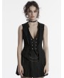 Punk Rave Black Gothic Academy Style Patterned Lapel Vest for Women