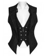 Punk Rave Black Gothic Academy Style Patterned Lapel Vest for Women