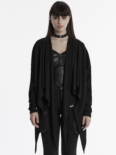 Punk Rave Black Gothic Punk Loose Irregular Jacket for Women