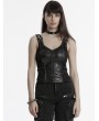 Punk Rave Black Gothic Punk Tight Fit Front Zipper Vest Top for Women