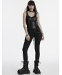 Punk Rave Black Gothic Punk Tight Fit Front Zipper Vest Top for Women