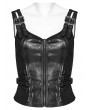 Punk Rave Black Gothic Punk Tight Fit Front Zipper Vest Top for Women