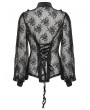 Punk Rave Black Gothic Rose Lace Transparent Shirt for Women