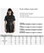 Punk Rave Black Gothic Punk Military Style Short Sleeve Shirt for Women