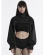 Punk Rave Black Gothic Punk Cool Stand Collar Short Jacket for Women