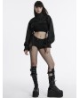 Punk Rave Black Gothic Punk Cool Stand Collar Short Jacket for Women