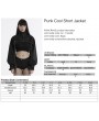 Punk Rave Black Gothic Punk Cool Stand Collar Short Jacket for Women