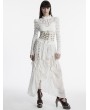 Punk Rave White Gothic Asymmetric High-Low Ruffled Chiffon Skirt