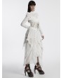 Punk Rave White Gothic Asymmetric High-Low Ruffled Chiffon Skirt