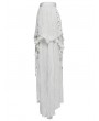 Punk Rave White Gothic Asymmetric High-Low Ruffled Chiffon Skirt