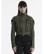 Punk Rave Green Gothic Punk Studded Military Style Short Jacket for Women