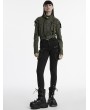 Punk Rave Green Gothic Punk Studded Military Style Short Jacket for Women