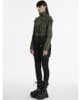 Punk Rave Green Gothic Punk Studded Military Style Short Jacket for Women