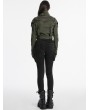 Punk Rave Green Gothic Punk Studded Military Style Short Jacket for Women