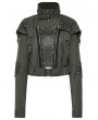 Punk Rave Green Gothic Punk Studded Military Style Short Jacket for Women