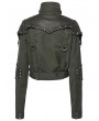 Punk Rave Green Gothic Punk Studded Military Style Short Jacket for Women