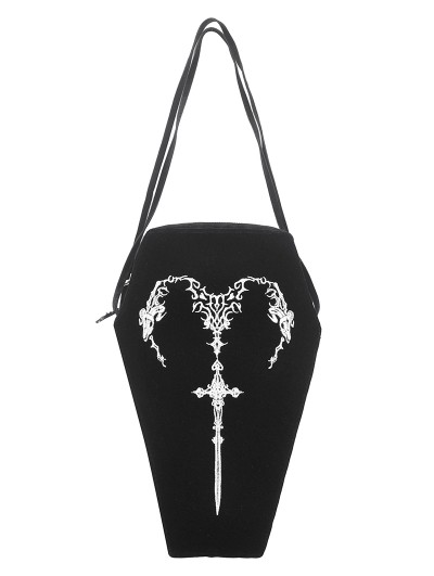 Dark in love Black Gothic Horn Embroidery Coffin Bag