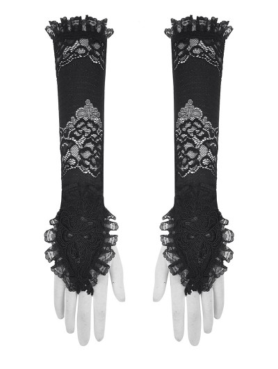 Dark in love Black Gothic Romantic Lace Embroidered Gloves