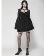 Dark in love Black Gothic Mesh Patchwork Long Sleeve Short Dress