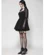 Dark in love Black Gothic Mesh Patchwork Long Sleeve Short Dress