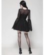 Dark in love Black Gothic Mesh Patchwork Long Sleeve Short Dress