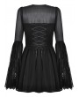 Dark in love Black Gothic Mesh Patchwork Long Sleeve Short Dress