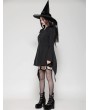 Dark in love Black Gothic Witchy Bell Sleeve Short Shirt Dress