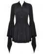 Dark in love Black Gothic Witchy Bell Sleeve Short Shirt Dress