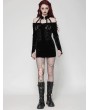 Dark in love Black Gothic Sexy Punk Velvet Halter Mini Bodycon Dress