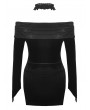 Dark in love Black Gothic Sexy Punk Velvet Halter Mini Bodycon Dress