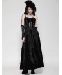 Dark in love Black Gothic Sexy Hollow Lace Velvet Maxi Dress