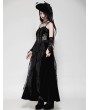 Dark in love Black Gothic Sexy Hollow Lace Velvet Maxi Dress