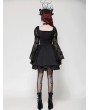 Dark in love Black Gothic Lolita Butterfly Print Bell Sleeve Short Dress