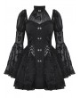 Dark in love Black Gothic Lolita Butterfly Print Bell Sleeve Short Dress