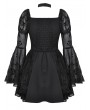 Dark in love Black Gothic Lolita Butterfly Print Bell Sleeve Short Dress