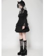 Dark in love Black Gothic Lace Doll Shirred Waist Long Sleeve Short Dress